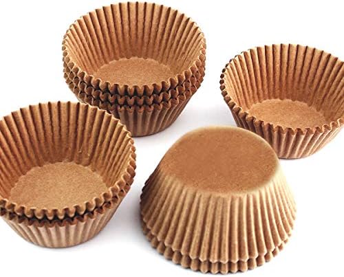 Eoonfirst Standard Size Baking Cups Food-Grade Greaseproof Paper Cupcake Liners 200 Pcs (Natural)
