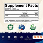 Vitamatic Folic Acid 400 mcg - 500 Vegetarian Tablets - Vitamin B9