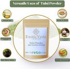 Tulsi Powder (Holy Basil) 100g (3.53oz) | 100% Pure & Natural | Non-GMO, Vegan, Gluten-Free | No Preservatives | Perfect for Teas, Smoothies, Juices, Cooking, Hair Masks & Skin Care