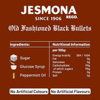 Jesmona Old Fashioned Black Bullets 250g (8.8 Oz) - Mint Flavored British Hard Candy Gift Tin, Peppermint Balls English Boiled Sweets, Travel Sweet & Imported Confectionery Treat from England, UK