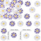 Ephlyn 48Pcs Edible Daisy Cupcake Toppers Wafer Paper Flower Cake Topper Decorations Flower Chrysanthemum Party Decorations for Birthday Wedding Birthday Party Supplies Purple