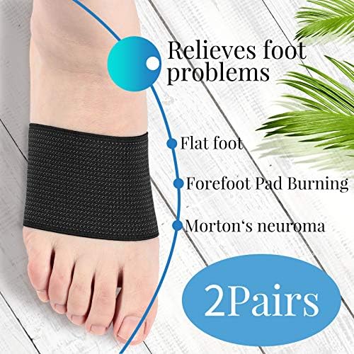 Geyoga 2 Pairs Compression Foot Arch Support for Women and Men Plantar Fasciitis Arch Support Sleeves Braces Sports Bandage Orthotics Unisex Foot Wrap for Flat Feet Heel Spurs Feet Care Pain Relief
