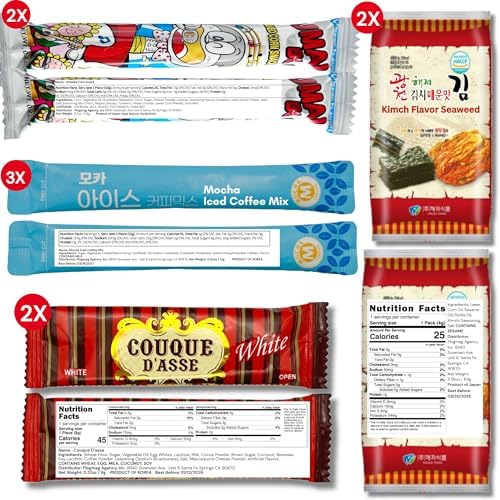 UNHA'S ASIAN - Korean Snack Box Variety Pack Care Package 50 Count Treats International Sanck Gift Set, kids Adult Grandkids Birthday Office School Office Cookies Chips Snacks