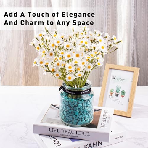 0.5 Lb/230g Blue Howlite Turquoise Crushed Stone Crystal Chips Bulk, Aquarium Gravel Rocks Polished Tumbled Stones Marble for Vases Filler, Garden and Fish Tank Decoration - 7-9mm