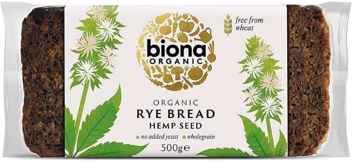 BIONA Organic Rye & Hemp Bread, 500 GR