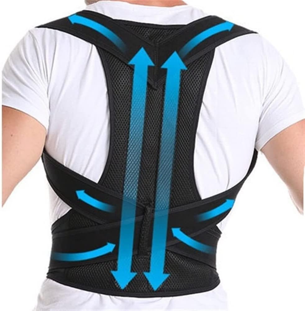 S-5XL Full Back Support Back Brace Posture Corrector Belt Plus Size Shoulder Straightener Scoliosis Hunc(Black 5XL)