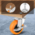 Caster Wheels, 3 Inch Casters Set of 4, Threaded Stem 3/8"-16 x 1 (Screw Diameter 3/8", Length 1") Polyurethane Locking Swivel Castors,Heavy Duty Caster with Brake Wheels for Furniture and Workbench