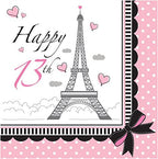 Creative Converting Party in Paris Napkins, 6.5", Pink/Black