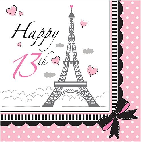 Creative Converting Party in Paris Napkins, 6.5", Pink/Black