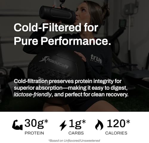 True Nutrition Whey Protein Isolate Powder - Cold-Filtered, 30g Protein per Serving - Unflavored & Unsweetened, No Additives - Keto, Gluten Free, Lactose Free, Non-GMO - 1lb