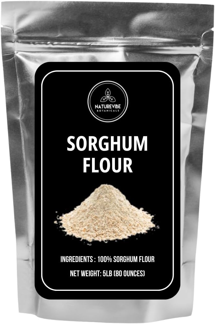 Naturevibe Botanicals Sorghum Flour 5 lb | 100% Whole Grain Gluten-Free Flour | Non-GMO, Stone-Ground | Mild Flavor | Ideal for Baking, Rotis, Bread, Pancakes & Healthy Cooking