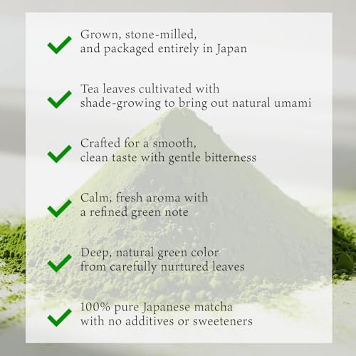 SHIZUGOKORO Authentic Japanese Ceremonial Grade Matcha Green Tea Powder – Uji Kyoto Japan – Made in Japan – 30g (1.06oz)