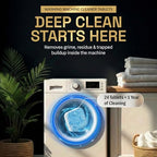 Washing Machine Cleaner Tablets | 24 Pack | Ultra Deep Clean | Eliminates Odors | Washer Cleaner Tablets for HE Front Loader & Top Load Washer | Compatible with All Machines | 1 Year Supply | Zyro