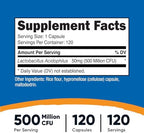 Nutricost Lactobacillus Acidophilus 500 Million CFU Per Serving (120 Capsules)
