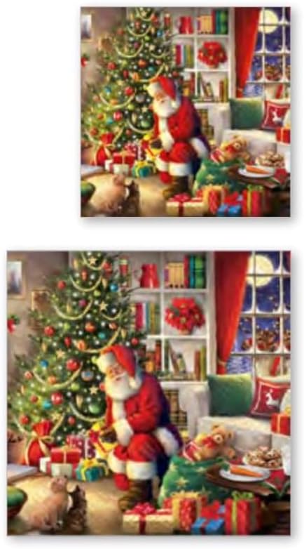 IHR Ideal Home Range Party Napkins Disposable 3-Ply Paper Lunch Napkin Pack, 6.5" x 6.5", Santa Brings Gifts, 20-Count