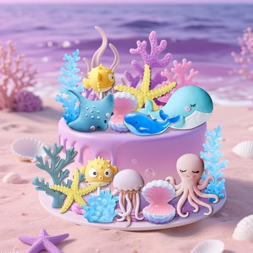 Octopus Cake Topper Jellyfish Cake Topper Ocean Cake Decoration Under the Sea Cake Decorations