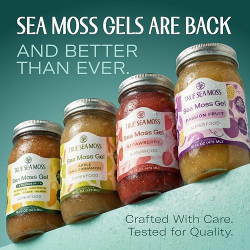 TrueSeaMoss Sea Moss Gel – Made in USA – Wildcrafted Seamoss, Fruits & Jarred Vegetables – Apple/Cinnamon, Pack of 1 (Labels may Vary)
