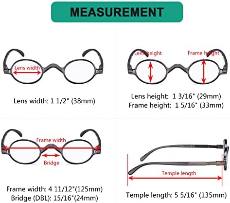 Eyekepper Oval Round Reading Glasses Women Men Small Vintage Reader Eyeglasses Mini with Spring Hinges