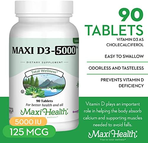 Vitamin D3 5000 IU (125 mcg) - High Dose Vitamin D 5000 IU for Healthy Bones, Teeth, Immune Support - Kosher Non GMO - High Potency Vit D3 - Pure Vitamin D Supplements for Women and Men - 90 Tablets