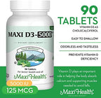 Vitamin D3 5000 IU (125 mcg) - High Dose Vitamin D 5000 IU for Healthy Bones, Teeth, Immune Support - Kosher Non GMO - High Potency Vit D3 - Pure Vitamin D Supplements for Women and Men - 90 Tablets