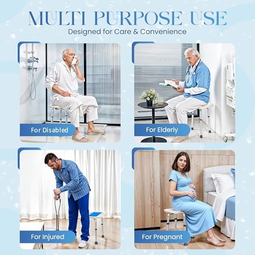 Dr.Kays Shower Chair for Inside Bathroom 350 lbs Shower Stool with Adjustable Height, Portable Heavy-Duty Bath Bench Padded Seat for Inside Tub Bathroom Chair for Elderly and Disabled FSA/HSA Eligible