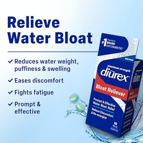 Diurex Ultra Re-Energizing Water Pills - Relieve Water Bloat - Feel Better & Less Heavy - 80 Count
