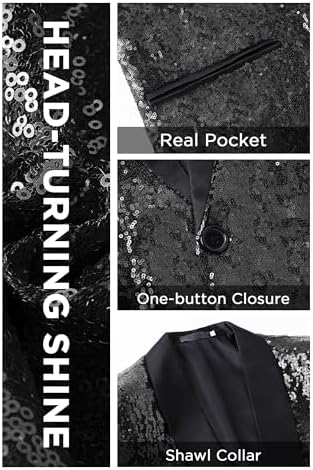 Coucoland Sequin Blazer Men-Tuxedo Jacket Sequin Suit Men Sport Coats