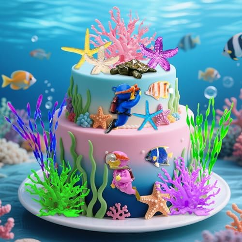 Sea Ocean Cake Toppers Coral Cake Decoration Diver Cake Decorating
