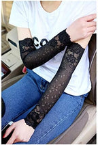 3 Pairs 38CM Summer UV Protection Arm Sleeves Women Sexy Lace Floral Sleeve Arm Warmers Scar Cover Long Fingerless Driving Gloves