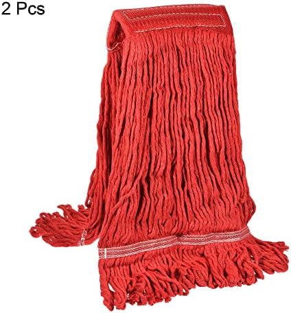 MECCANIXITY Commercial Mop Heads Replacement 40x27cm Cotton Yarn for Wet/Dry Mop Floor Cleaning Pads, Red Pack of 2