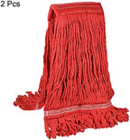 MECCANIXITY Commercial Mop Heads Replacement 40x27cm Cotton Yarn for Wet/Dry Mop Floor Cleaning Pads, Red Pack of 2