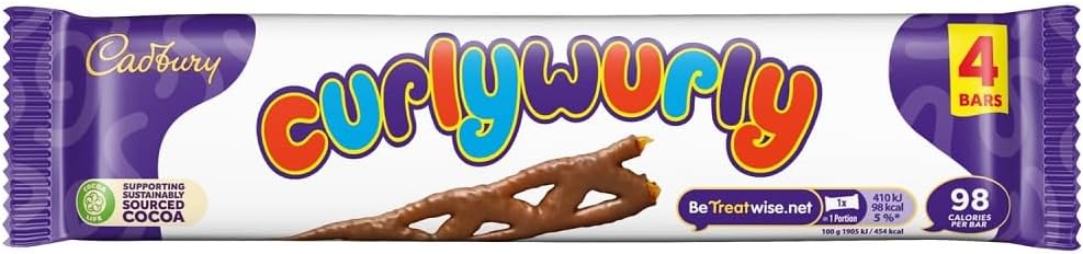 Cadbury Curly Wurly Chocolate 4pk (21.5g x 4) 86g (Pack of 4)