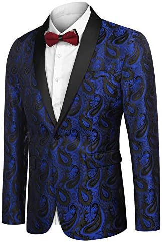 COOFANDY Mens Floral Tuxedo Jacket Paisley Shawl Lapel Suit Blazer Jacket for Dinner,Prom,Wedding