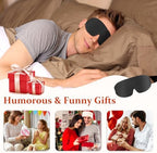 Funny 3D Zero Pressure Sleep Eye Mask for Men Women Side Sleeper, Adjustable Blackout Soft Breathable Eye Masks for Travel Nap Night Sleep, Humorous Gift Stocking Stuffers (Black)