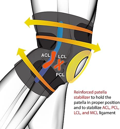Bracoo Knee Stabilizer Support Brace, Open-Patella Support - Joint Pain Relief for Sprains, Arthritis, MCL, LCL, Sports Injury & Recovery, KP30