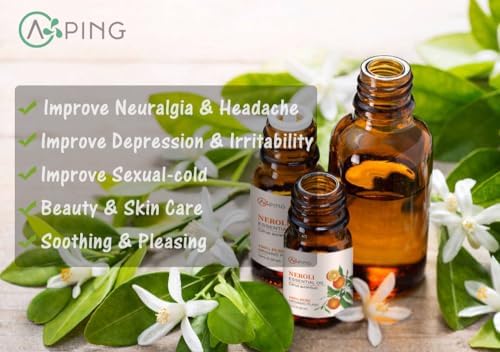 Neroli Essential Oil - 100% Pure Organic Natural Plant (Citrus aurantium) Neroli Oil for Diffuser, Aroma, Spa, Massage, Yoga, Perfume, 0.33oz