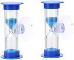 2Pcs Blue Toothbrush Timer for 2mins Sand Clock Timer 2 Minute Sand Timer, Plastic Suction Cup Hourglass Sandglass Desktop Ornament Party Favors, Decorations