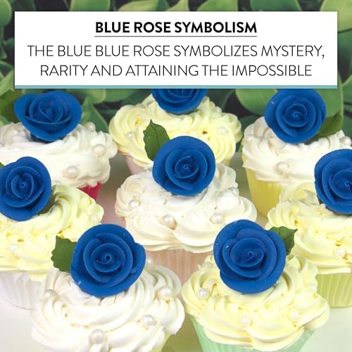 Global Sugar Art Edible Kosher Royal Icing Royal Blue Medium Roses 12 Count for Cake and Cupcake Decorating by Chef Alan Tetreault