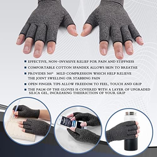 Compression Gloves for Women Men, Fingerless Breathable Moisture Wicking Arthritis Compression Glove for Joint Pains