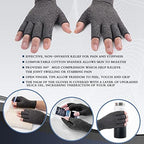 Compression Gloves for Women Men, Fingerless Breathable Moisture Wicking Arthritis Compression Glove for Joint Pains