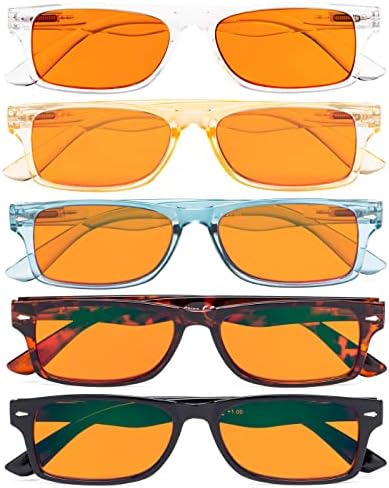 Eyekepper 5-Pack Patterned Reading Glasses Spring Hinges Rectangular Reader Eyeglasses for Women Reading