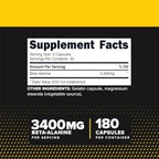 Primaforce Beta Alanine Capsules 3,400mg, 180 Capsules (45 Servings) - Potent Beta-Alanine Supplement
