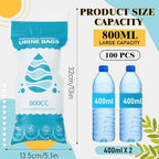 Nuogo 100 Pcs Disposable Urine Bag 800cc Portable Emergency Pee Bags for Men Women Unisex Urinal Bag for Travel Traffic Jams Camping Hiking Long Flights