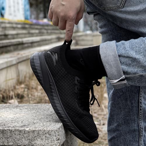 Mens Slip on Lightweight Walking Shoes Non Slip Breathable Running Shoes Comfort Tennis Workout Gym Sneakers with Shoelace