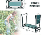 2-in-1 Garden Kneeler & Seat, Folding Seat w/EVA Foam Kneeling Pad & Removable Tools Pouch, Sturdy Steel Frame, No Assembly, Portable Heavy Duty Garden Stool for Women & Men
