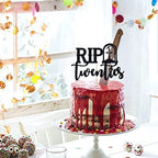 Rip Twenties Cake Topper, Death to My Twenties/Funeral for My Youth Cake Decorations, Old English Themed 30th Birthday Party Decorations Supplies, Black Glitter