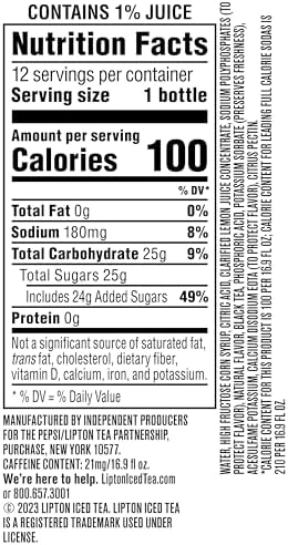 Lipton Iced Tea Lemon, 16.9 Fl Oz Bottles (Pack of 12)