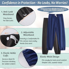 Reusable TPU Waterproof Incontinence Pants for Adults Leak Proof Washable Patient Care Long Pants for Elderly(Blue,L)
