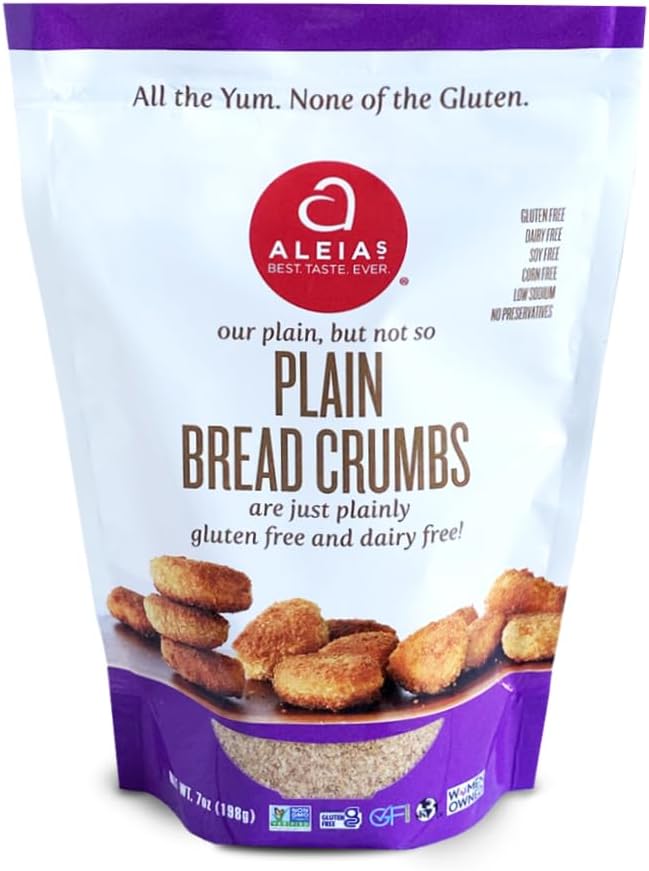 Aleia’s Gluten Free Plain Bread Crumbs – 7 oz (1 Pack) – Classic Gluten Free Breading – Dairy Free, Kosher, Low Sodium, Non-GMO