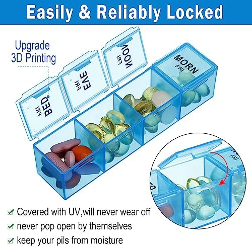 Dandat 2 Pack XL Large Weekly Pill Organizer 4 Times a Day Monthly Pill Organizer Large Medicine Organizer 28 Day Pill Box Organizer Weekly 7 Day Pill Dispenser 4 Times a Day